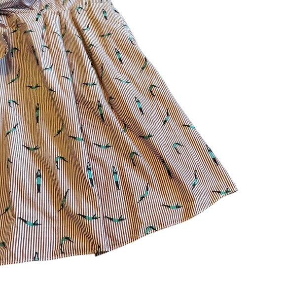 Maeve Anthropologie Red Stripe A-Line Dress Bathing Beauty Print Size 8 Women's - Picture 6 of 11